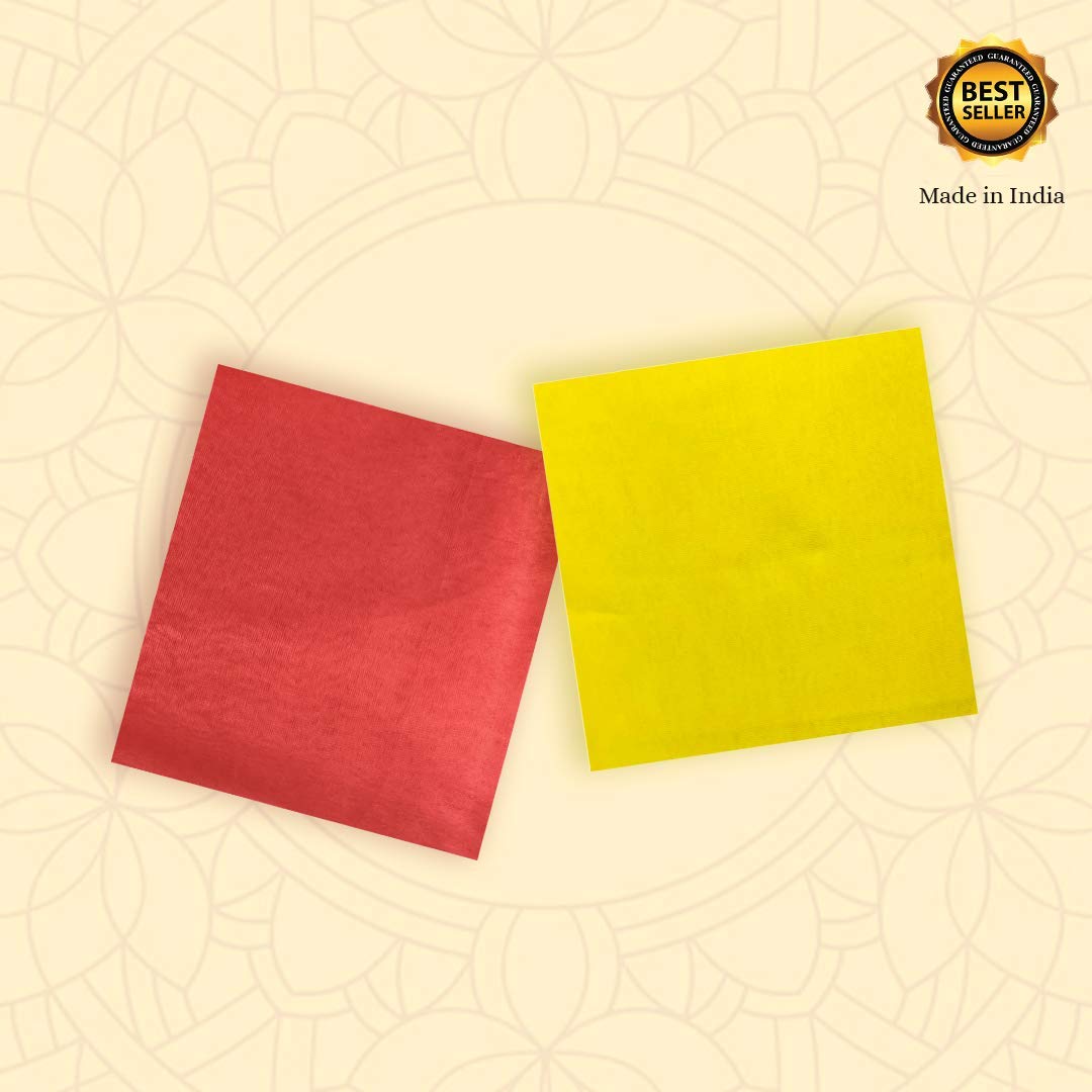 Arham Red and Yellow Pooja Cloth (Pack of 2)